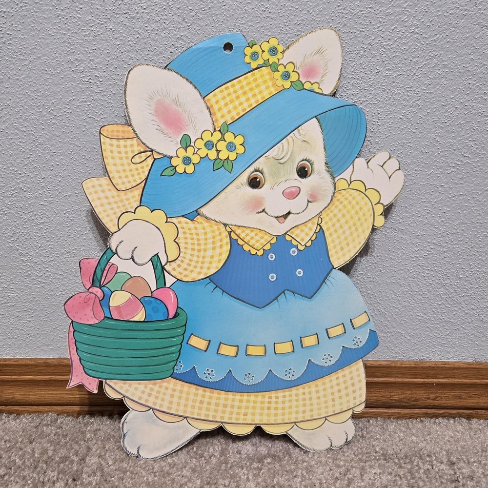 Easter Bunny Cardboard Die Cut Decor Bunny‎ Basket Eggs